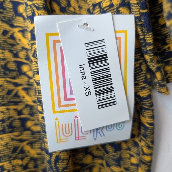 NWT LuLaRoe Irma Tunic Women's XS Top Oversized Shirt relaxed Blue & Yellow - Picture 5 of 6